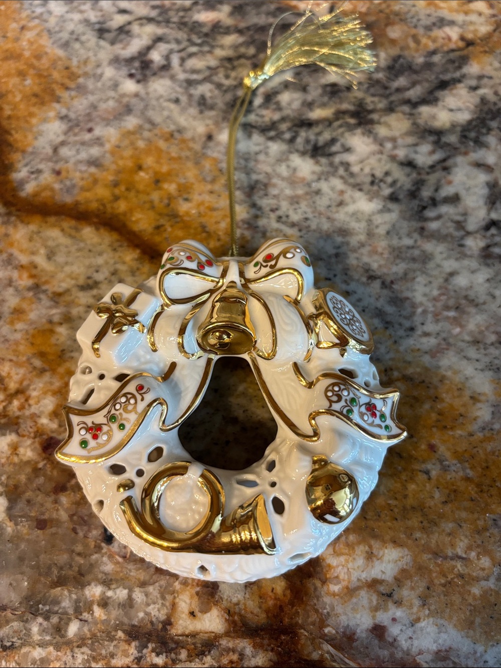 Vintage Collectible Lenox Jeweled Wreath Ornament -Holiday Gems Collection